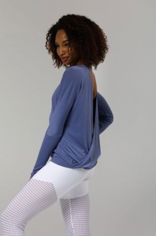 Image Title Onzie Drapey V Back - Slate Blue